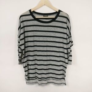 EXPRESS Womens Black Gray Stripped Top Size Small